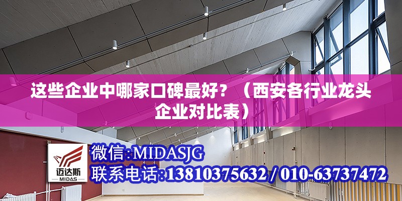 這些企業(yè)中哪家口碑最好？（西安各行業(yè)龍頭企業(yè)對比表） 行業(yè)新聞