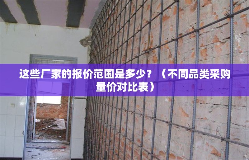這些廠家的報價范圍是多少？（不同品類采購量價對比表） 行業(yè)新聞