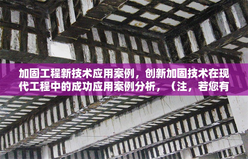 加固工程新技術(shù)應(yīng)用案例，創(chuàng)新加固技術(shù)在現(xiàn)代工程中的成功應(yīng)用案例分析，（注，若您有更具體的案例方向或技術(shù)類型，可進一步調(diào)整標題細節(jié)。） 行業(yè)新聞 第1張