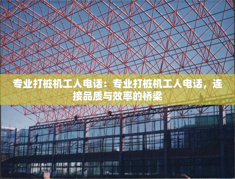 專業(yè)打樁機工人電話：專業(yè)打樁機工人電話，連接品質(zhì)與效率的橋梁 行業(yè)新聞