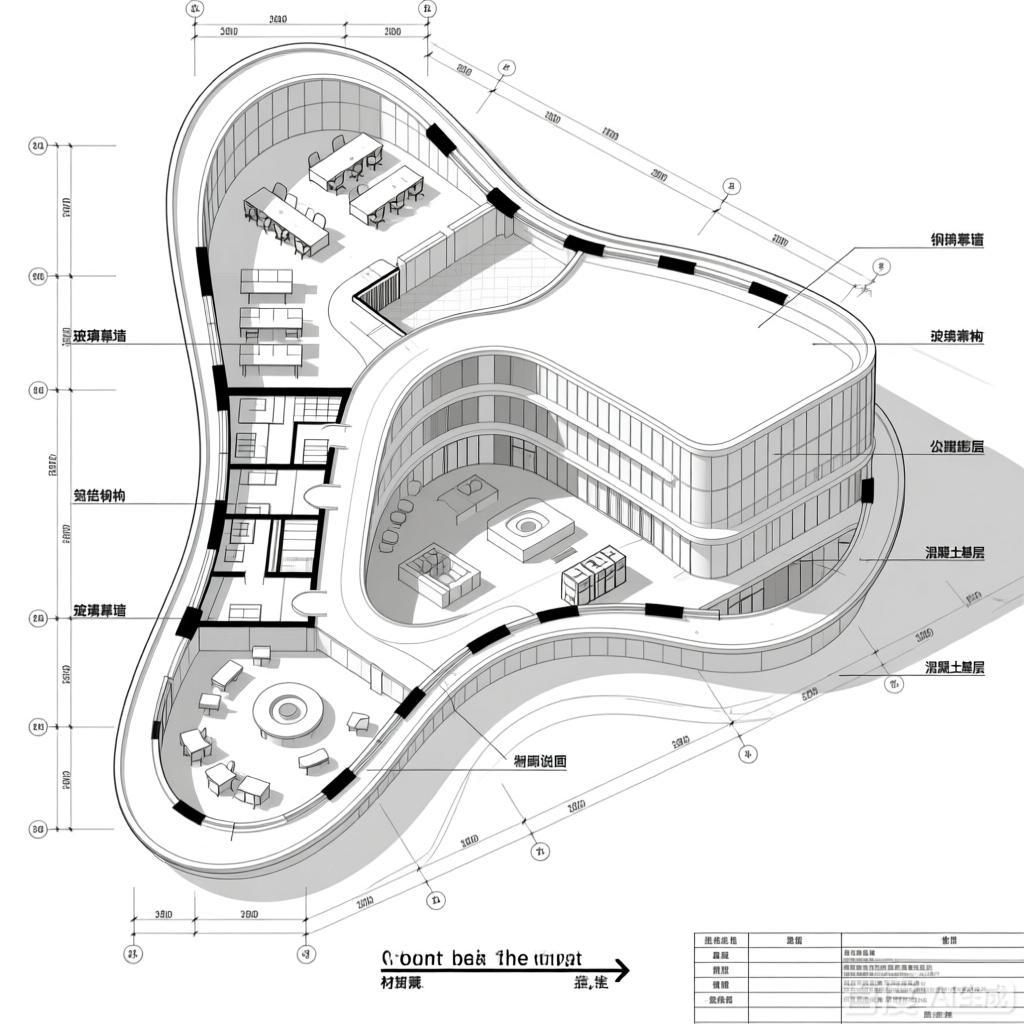 如何繪制異形建筑平面圖？（如何繪制異形建筑平面圖,生成四張關(guān)于異形建筑平面圖的圖像） 行業(yè)新聞 第2張
