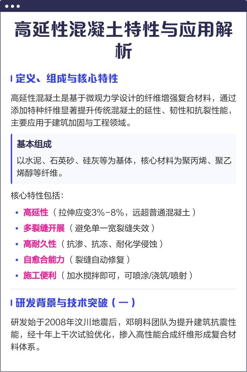 高延性混凝土有哪些優(yōu)點(diǎn)（高延性混凝土有哪些優(yōu)點(diǎn)高延性混凝土施工技術(shù)要點(diǎn)清單） 行業(yè)新聞 第1張