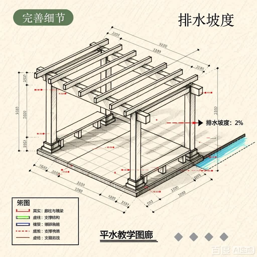如何繪制景觀廊架的平面圖？（4張圖均為景觀廊架平面圖繪制步驟的教學(xué)示意圖） 行業(yè)新聞 第4張